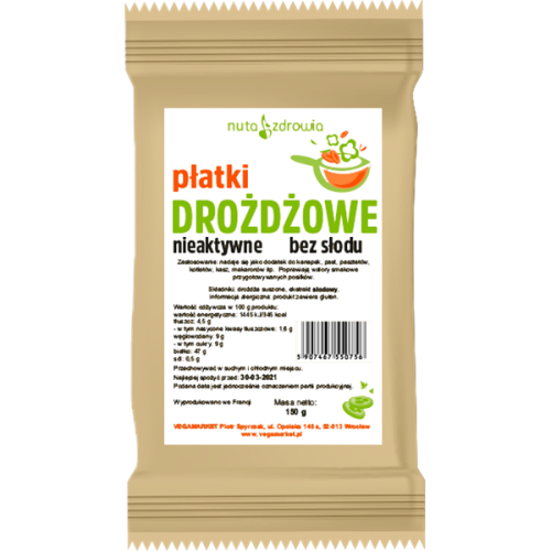 Płatki drożdżowe nieaktywne 150g Nuta Zdrowia / Vegamarket