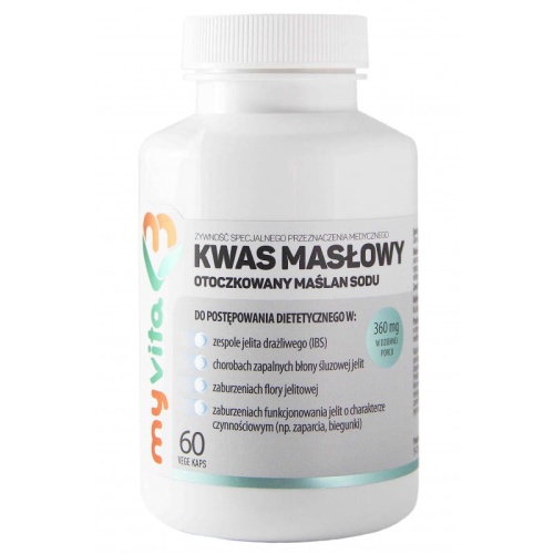 Kwas masłowy (maślan sodu) - odżywia nabłonek jelitowy - 60 kaps. / MyVita