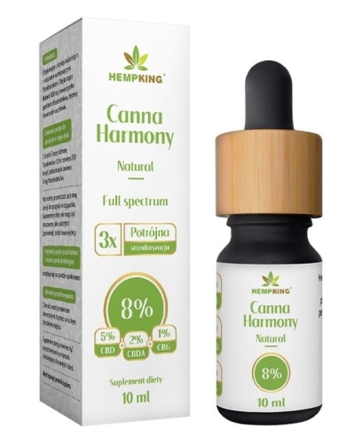 Canna Harmony Olej Konopny CBD 8% (CBD 5%  + CBDA 2%  + CBG 1%) Full Spectrum 800mg – 10ml / HempKing
