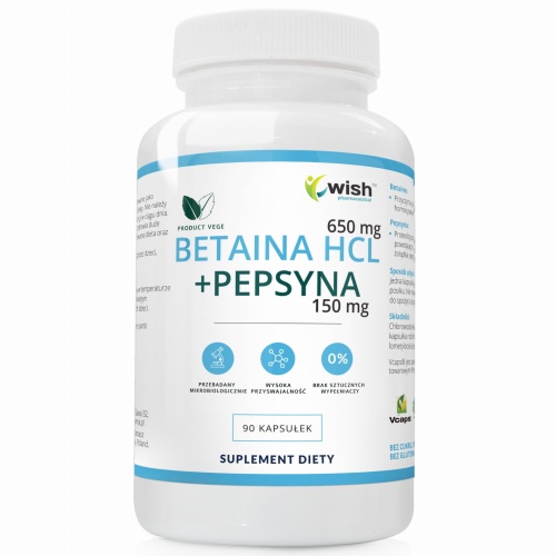 Betaina HCL 650mg + Pepsyna 150mg - 90 kaps. / Wish Pharmaceutical
