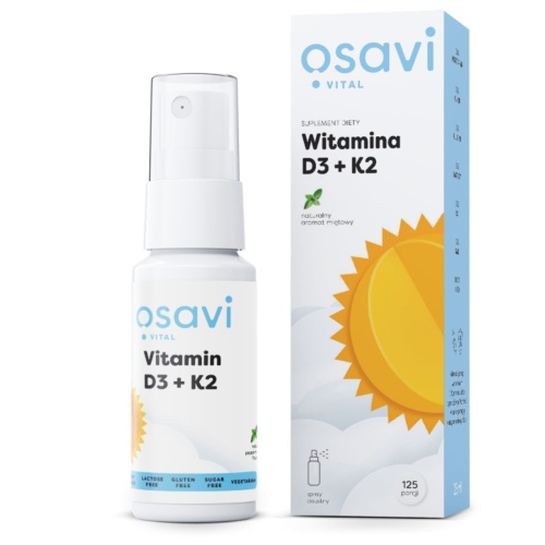 Witamina D3 + K2 smak miętowy - 25 ml spray / Osavi