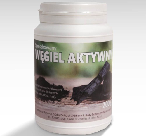 Węgiel drzewny aktywny proszek 200g / Fundacja Źródła Życia