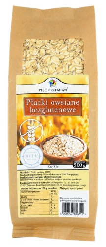 Płatki owsiane bezglutenowe zwykłe 500g / Pięć Przemian