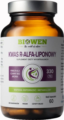 Kwas R-ALFA Liponowy 330mg - wsparcie odporności i metabolizmu - 60 kaps - Biowen