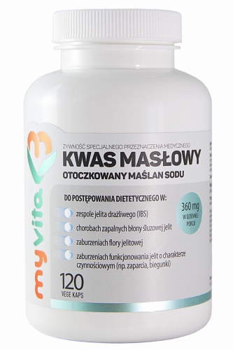 Kwas masłowy (maślan sodu) - odżywia nabłonek jelitowy - 120 kaps. / MyVita 