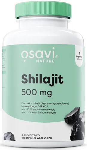 Shilajit Himalajski 500mg (kwas fulwowy + kwas humnowy z Mumio) 120 kaps / Osavi