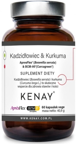 Kadzidłowiec ApresFlex® & Kurkuma BCM 95® (CURCUGREEN®) - układ kostno-stawowy - 60 kaps / Kenay 
