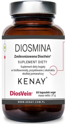 Diosmina zmikronizowana DiosVein® - wsparcie układu krwionośnego, żylaki, hemoroidy - 60 kaps / Kenay