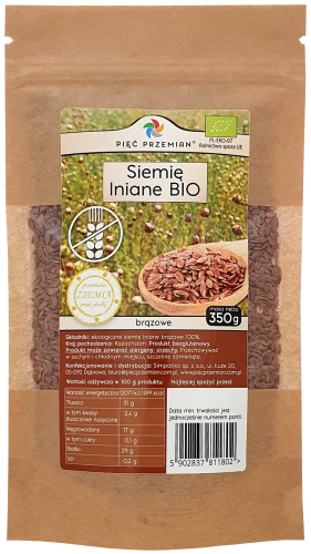 Siemię lniane brązowe BIO 400g / Pięć Przemian 