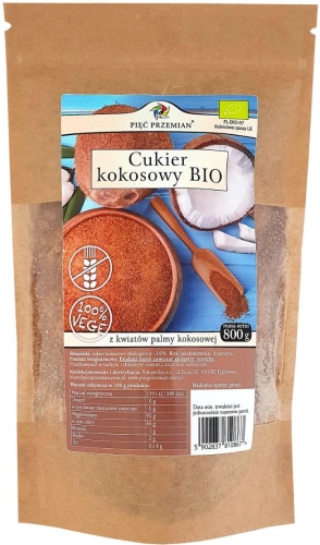 Cukier kokosowy BIO 800g  / Pięć Przemian