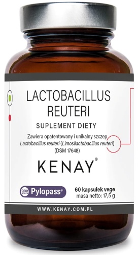Lactobacillus reuteri Pylopass® - unikalny szczep zwalczajacy h. pylori - 60 kaps / Kenay 