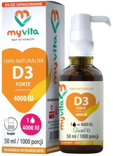 Witamina D3 4000 IU FORTE krople - 50ml / MyVita 