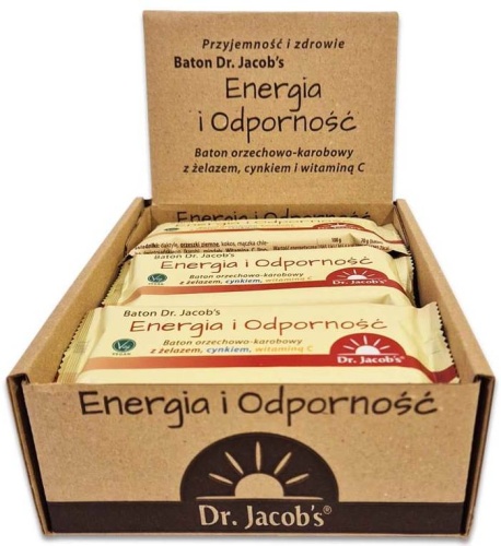 Baton orzechowo - karobowy Energia i Odporność 70g. - 12 szt. / Dr. Jacobs 