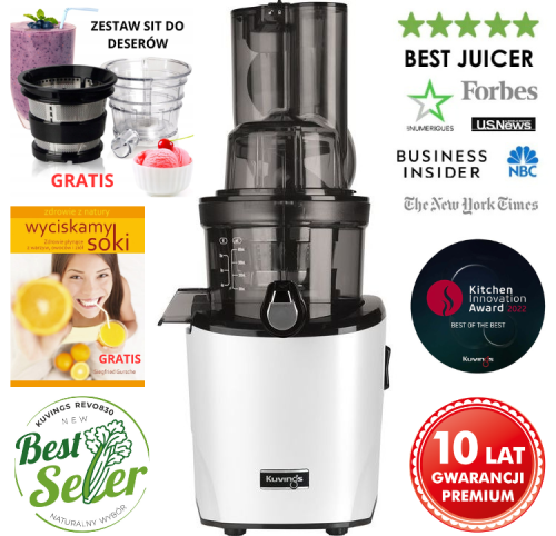SUPER CENA + GRATISY! Wyciskarka wolnoobrotowa Kuvings REVO830 Hybrid - Kolor Biały 