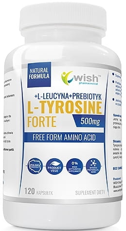 L-tyrozyna (aminokwas wspierający syntezę dopaminy) - 120 kaps. / Wish Pharmaceutical