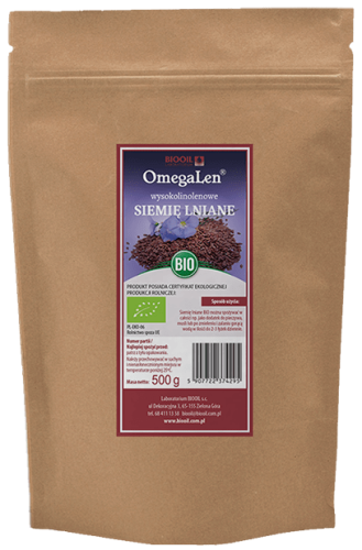 Siemię lniane wysokolinolenowe OmegaLen® BIO 500g / Labolatorium Biooil 