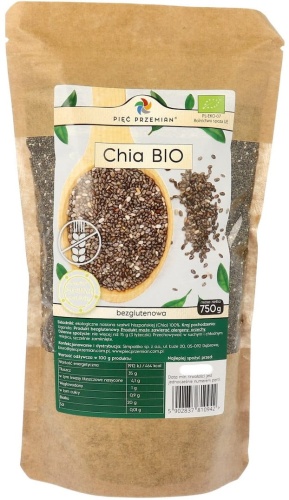 Chia BIO - nasiona szałwii hiszpańskiej 750 g / Pięć Przemian 