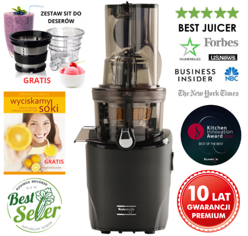 SUPER CENA + GRATISY! Wyciskarka wolnoobrotowa Kuvings REVO830 Hybrid - Kolor Czarny 