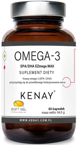 Omega-3 EPA/DHA EZmega MAX - wspiera pracę mózgu i serca - 60 kaps / KenayAG