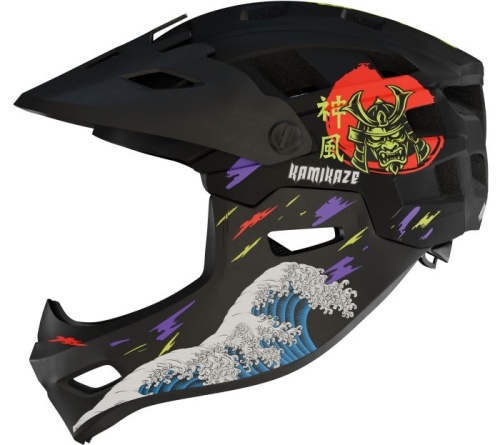 Kask szczękowy Kamikaze RONIN Wave Black na hulajnogę (rozmiar L) 