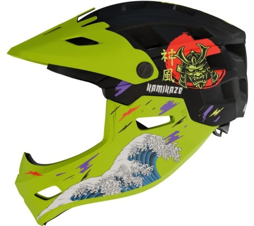 Kask szczękowy Kamikaze RONIN Wave Green na hulajnogę (rozmiar S) 
