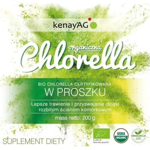 Chlorella Organiczna w proszku 200 gram / KenayAG