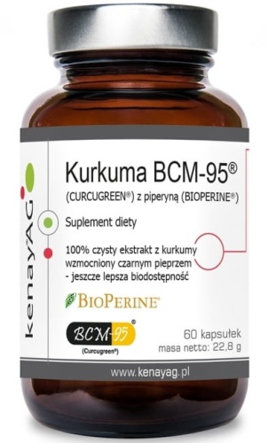 Kurkuma BCM-95 (CURCUGREEN®) z piperyną (BIOPERINE®) 60 kaps / KenayAG